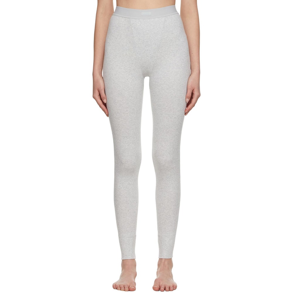 SKIMS Cotton Collection Ribbed Grey Jersey Leggings Women's Size Small NWOT
